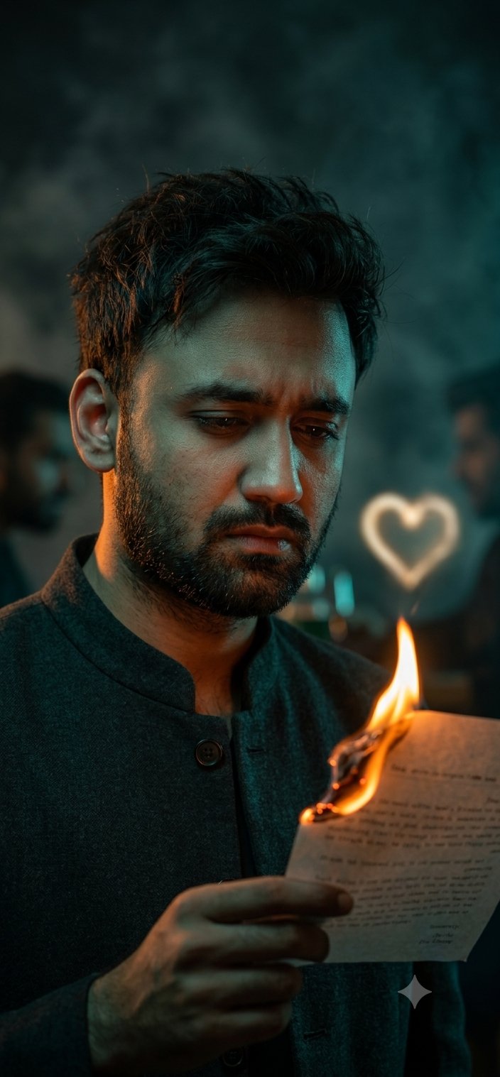 A deeply cinematic and emotionally charged dark portrait of 