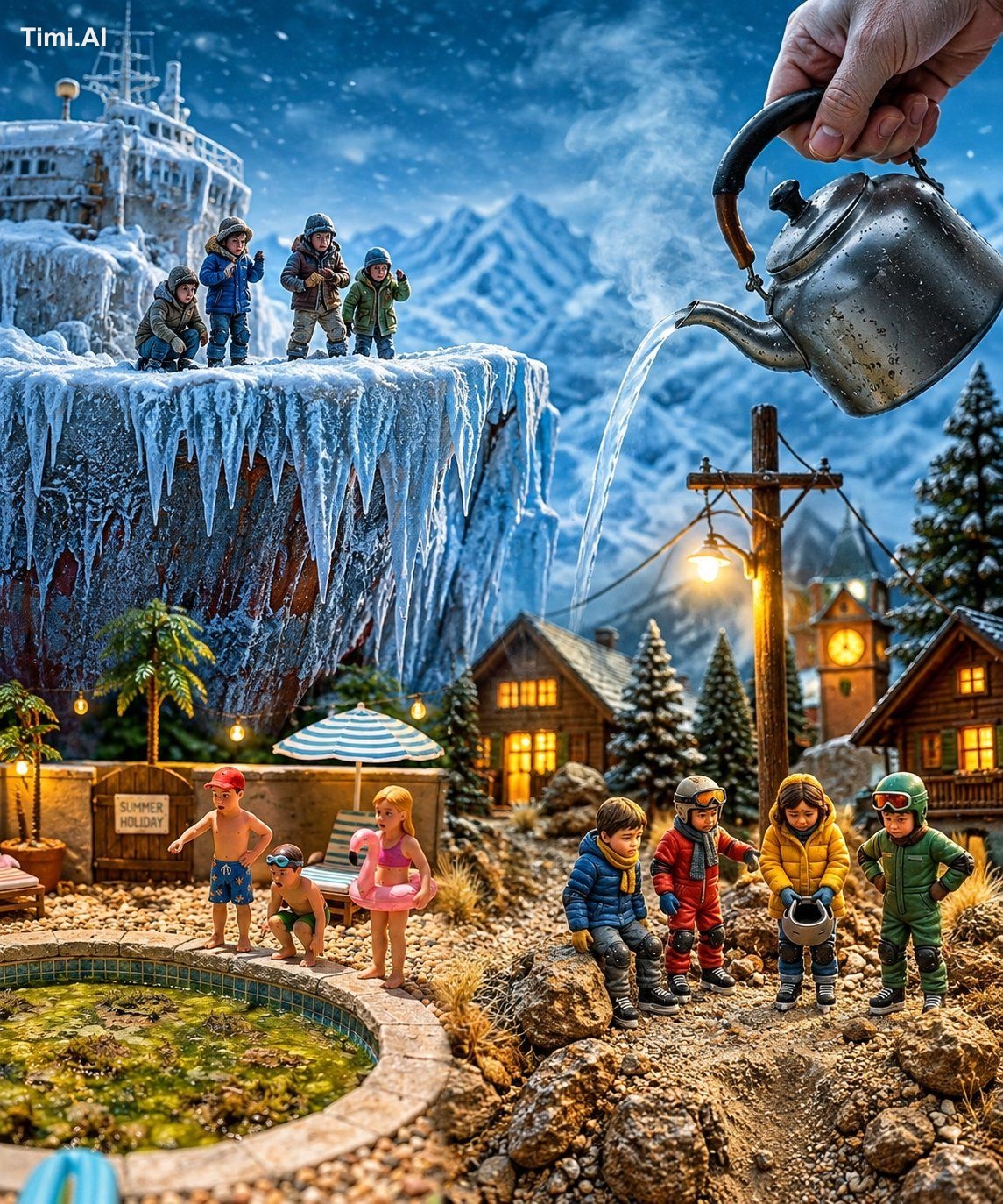 Prompt 1
A highly detailed cinematic miniature diorama com