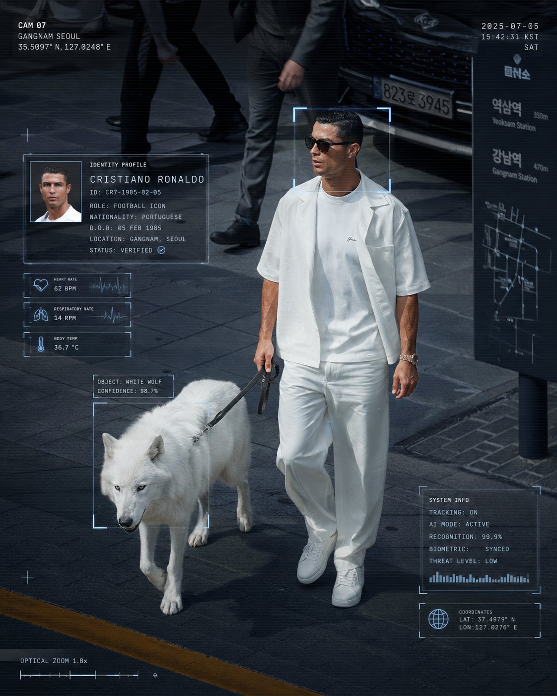 Cybercore editorial fashion photography of the attached man