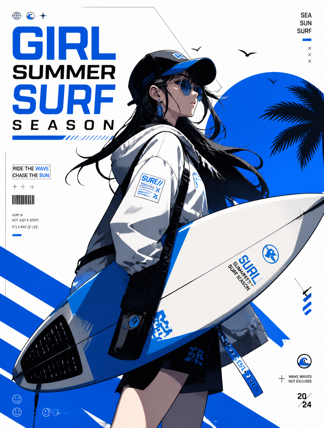 {
  "prompt": "Create a stylized illustration of GIRL SUMMER