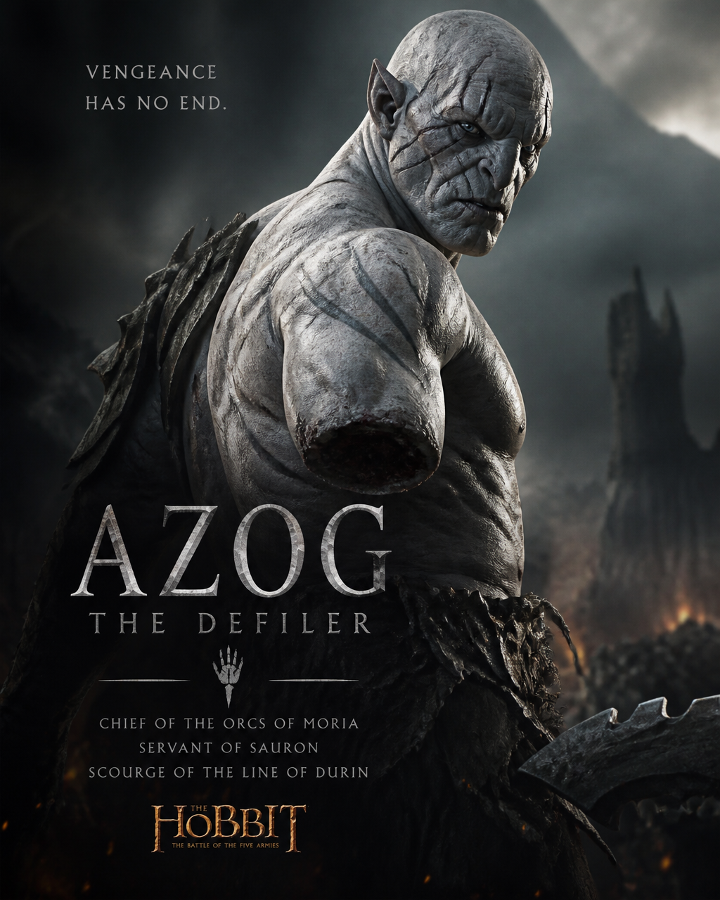 character poster for "Azog" the Defiler is a major antagonis