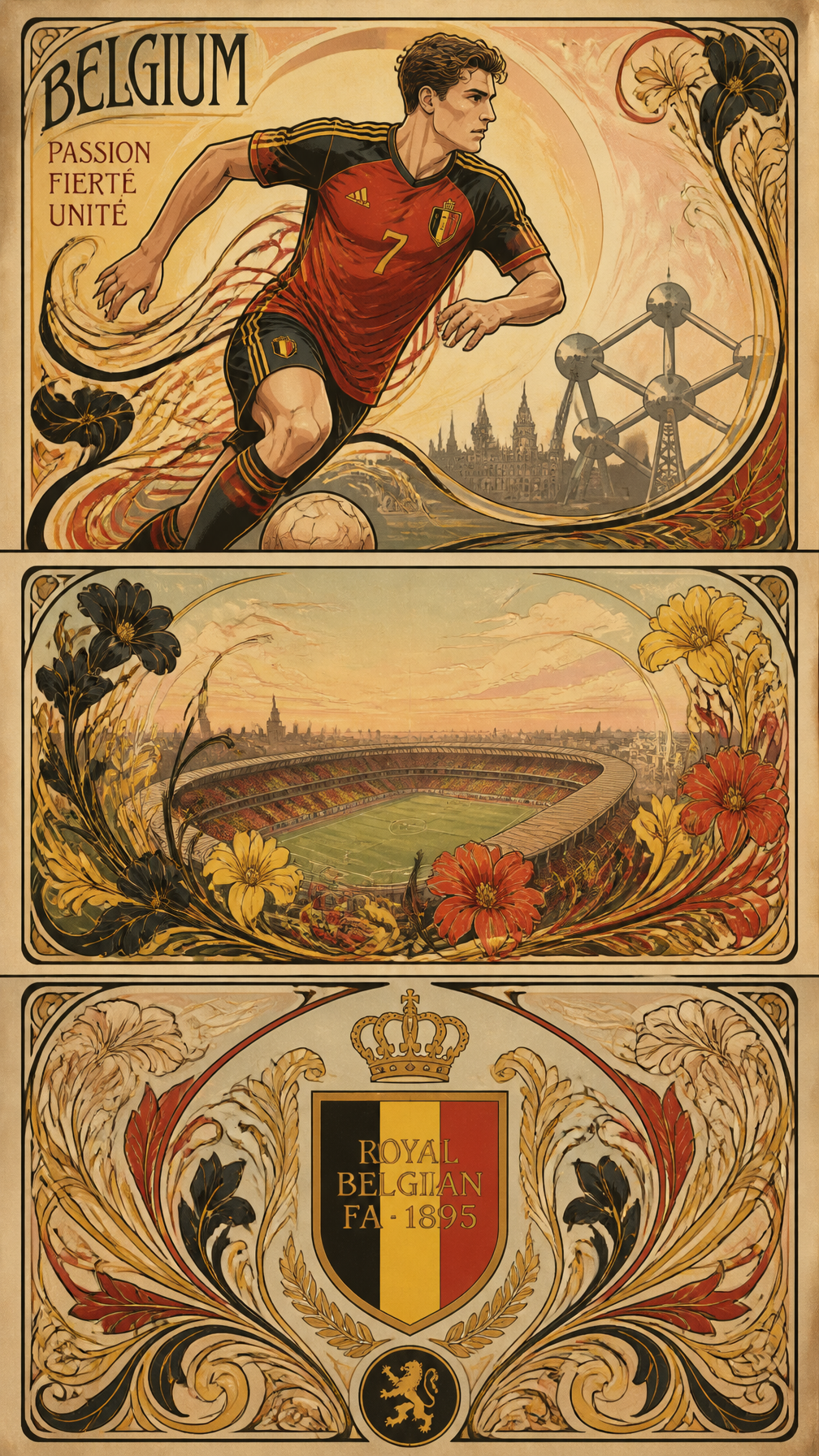 Belgium – Art Nouveau Poster Style
Vertical 9:16 collage in