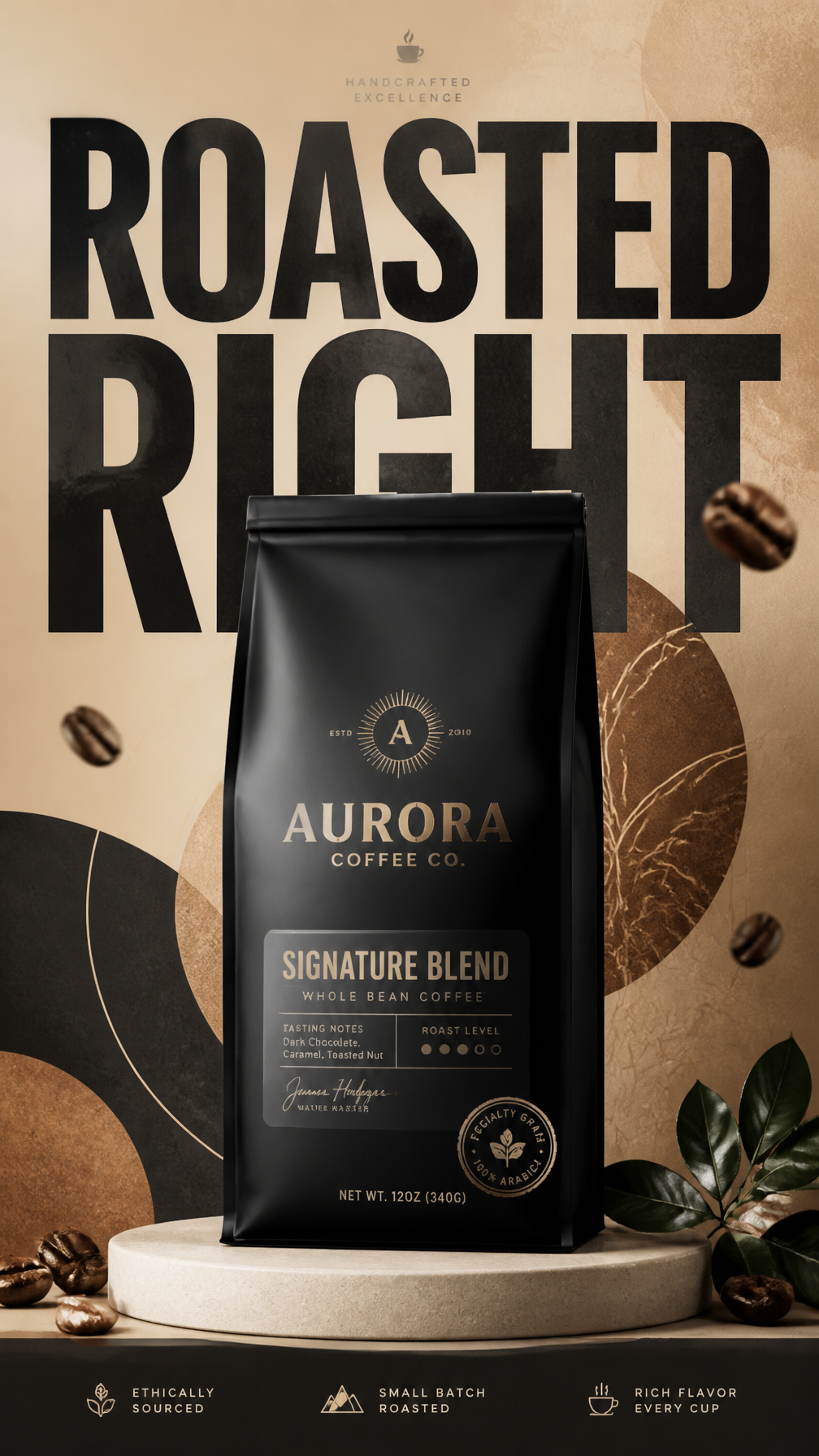 A premium commercial advertising poster for a luxury coffee 