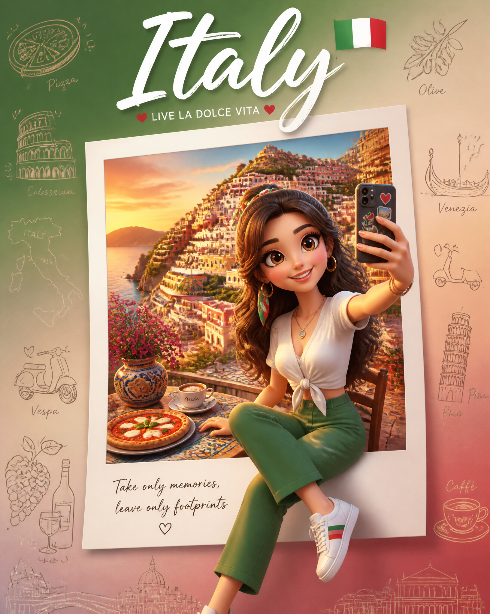 Create a premium collectible travel poster in a cute stylize