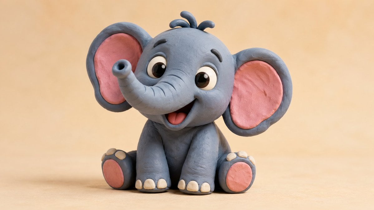 clay-style 3D render of a [Subject], made from smooth colorf