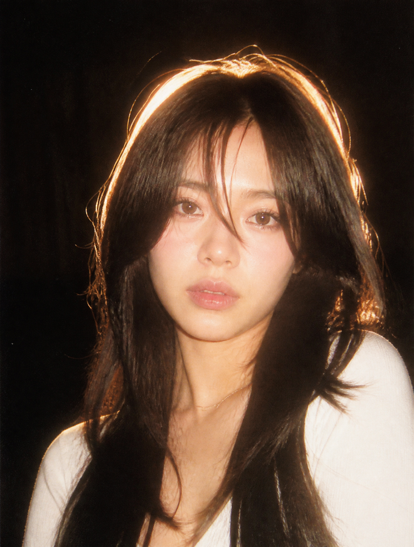 A nostalgic 90s film photography style portrait. Harsh direc