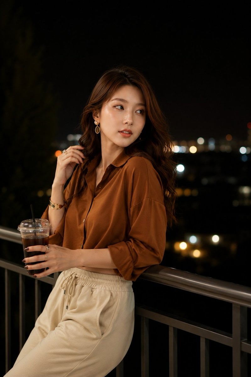 Prompt 1: Ultra-realistic night portrait of a stylish young 