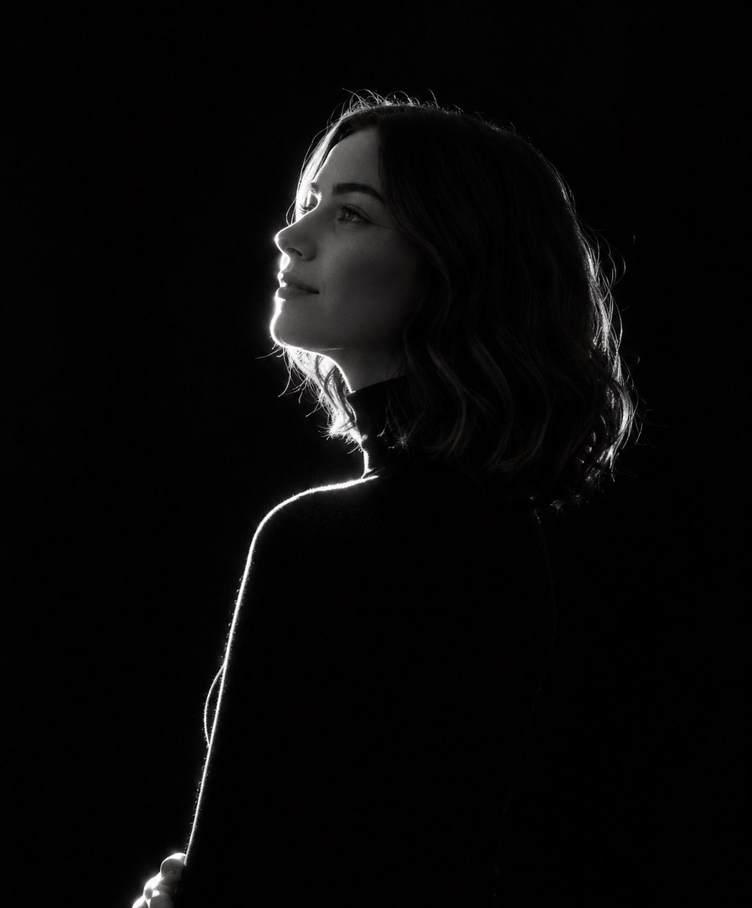 ​“A stark, high-contrast, black-and-white (monochromatic) si