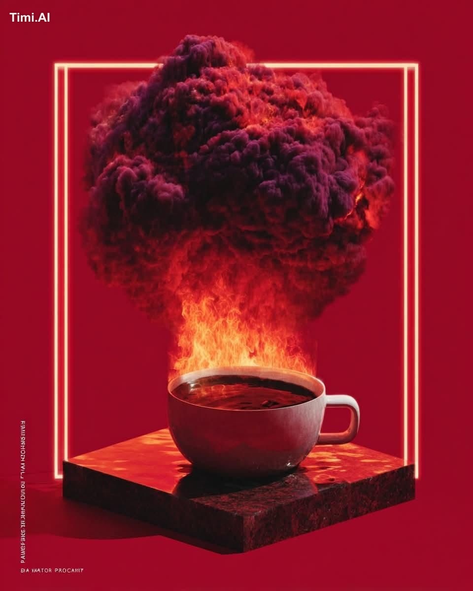 A surreal conceptual composition in monochromatic deep red t