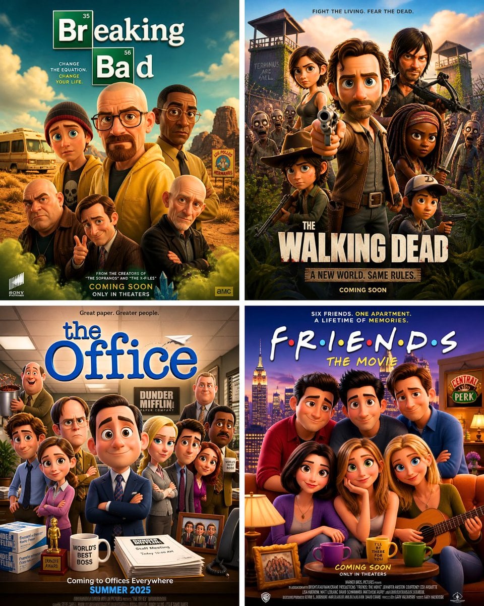 "Pixar-style movie poster reimagining of the TV show [TV Sho