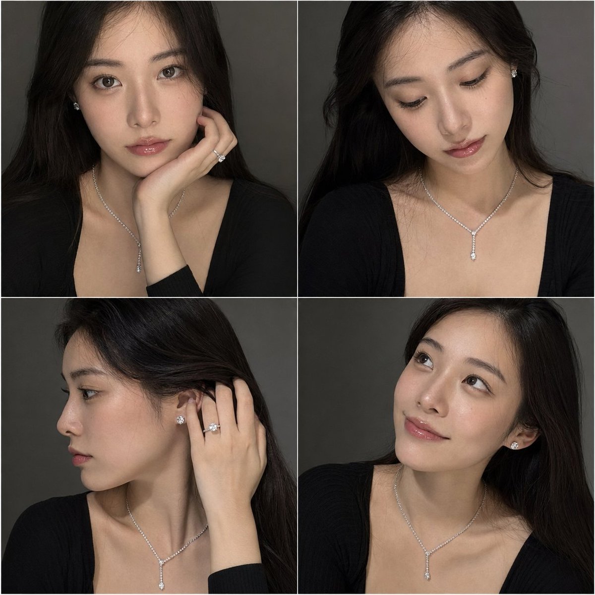 {
  "objective": "Create a 2x2 portrait grid of an extremely