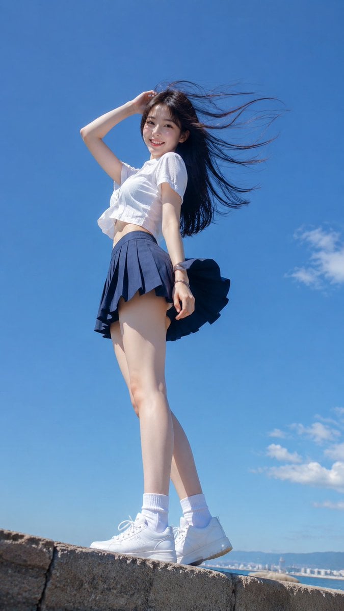 Vertical 9:16 realistic outdoor portrait photo, young adult