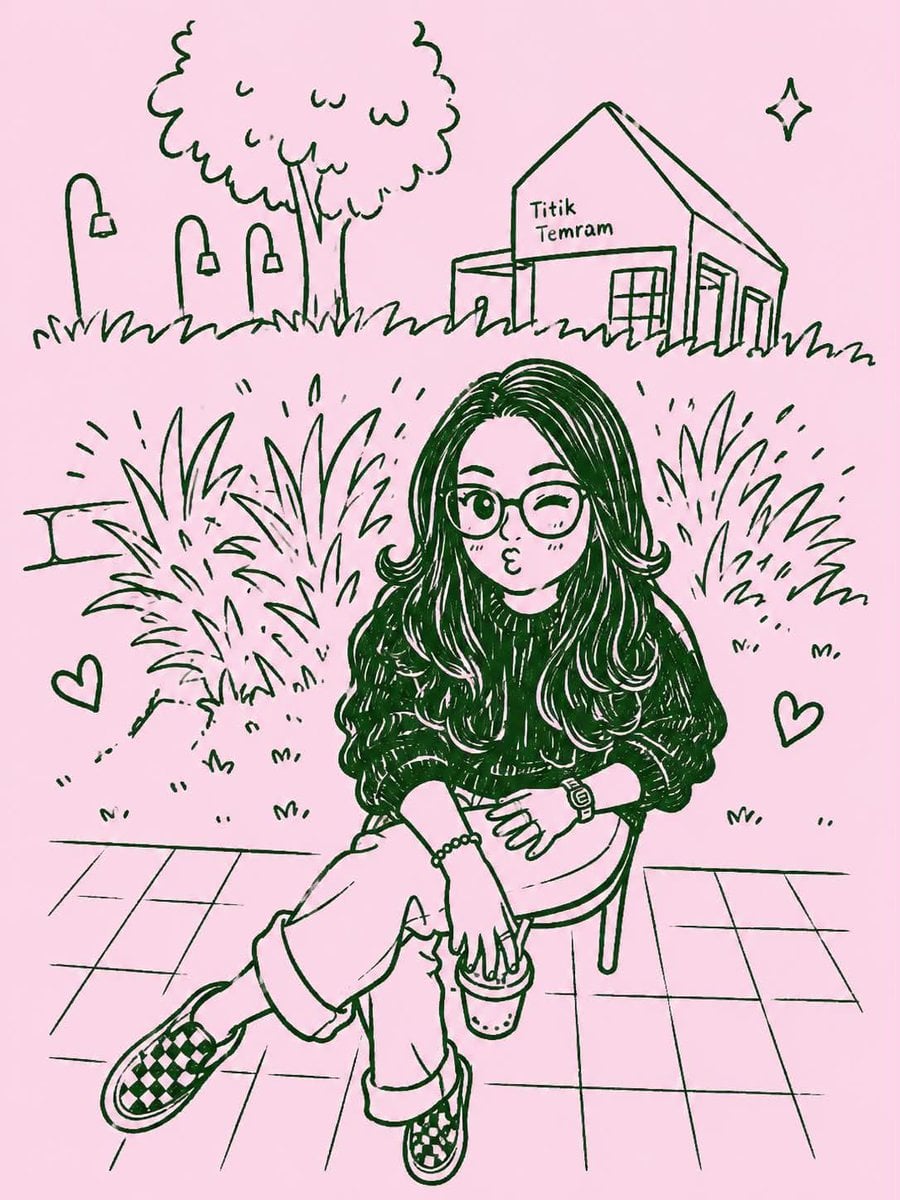 Transform the uploaded selfie into a cute monochrome kawaii 