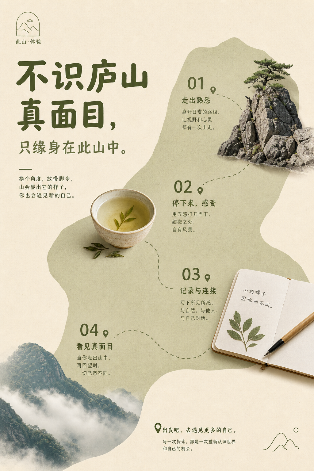 围绕具体主题内容生成一张竖版高质量印刷视觉,整体像克制而亲切的品牌菜单页。画面先建立大面积温暖纸色底,保留宽松边距和可呼