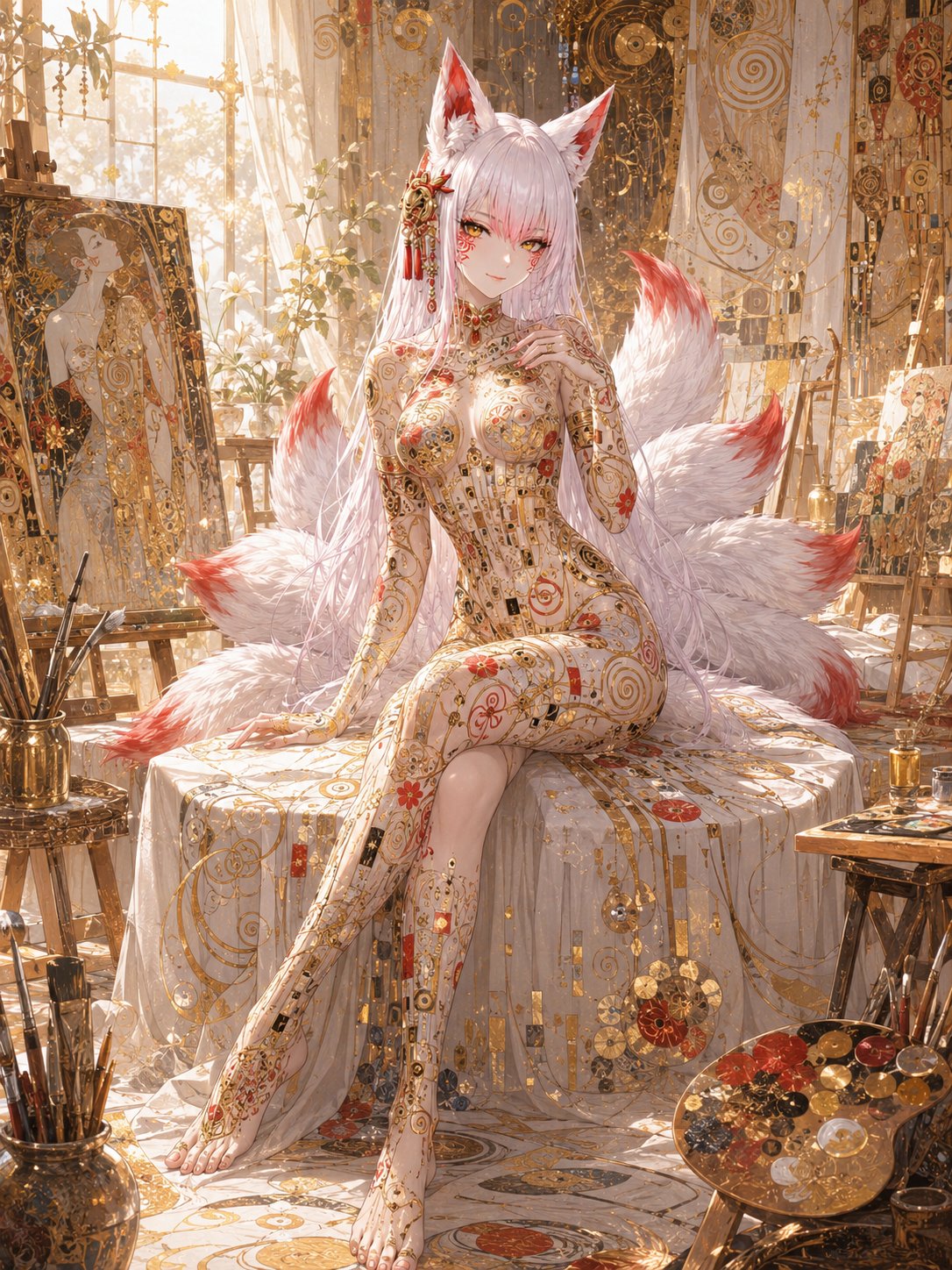 Nude posing with Klimt bodypaint
Okay just want to take a m