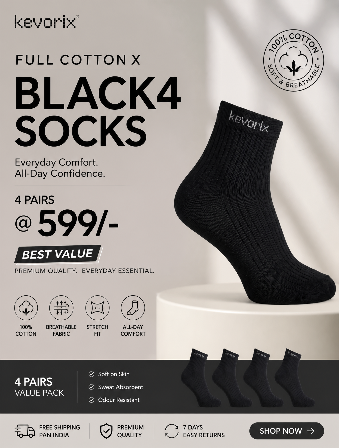 Make it meta ads marketing poster
Full Cotton X Black4 sock
