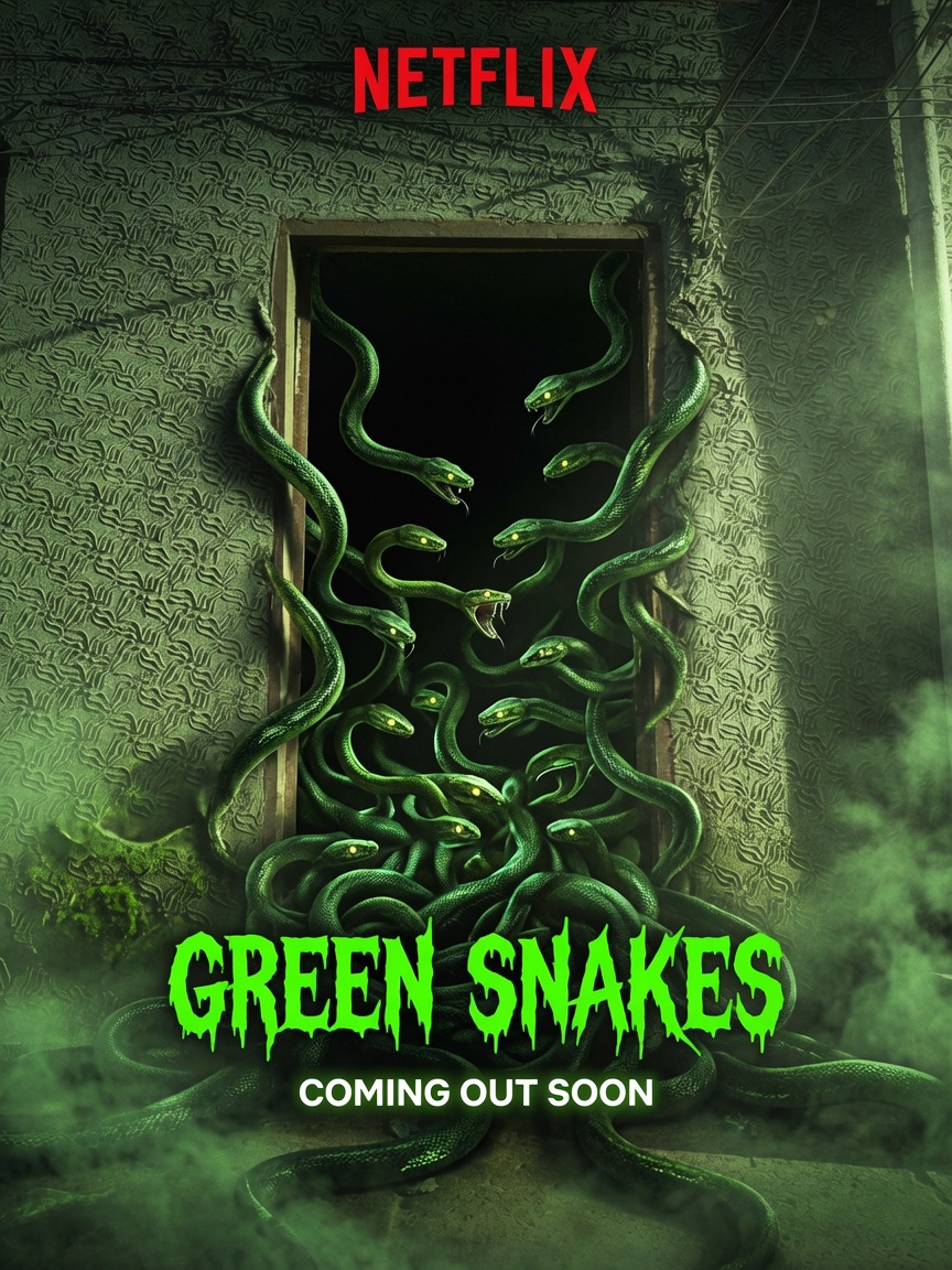 Create a Netflix thriller design 

Make bunch of green snake