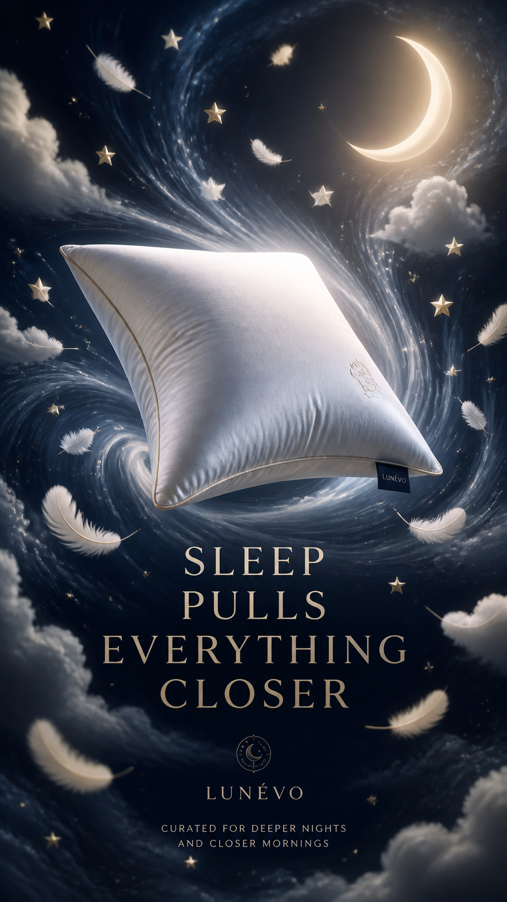 A premium 9:16 bedding advertising poster.Main Subject:A lux