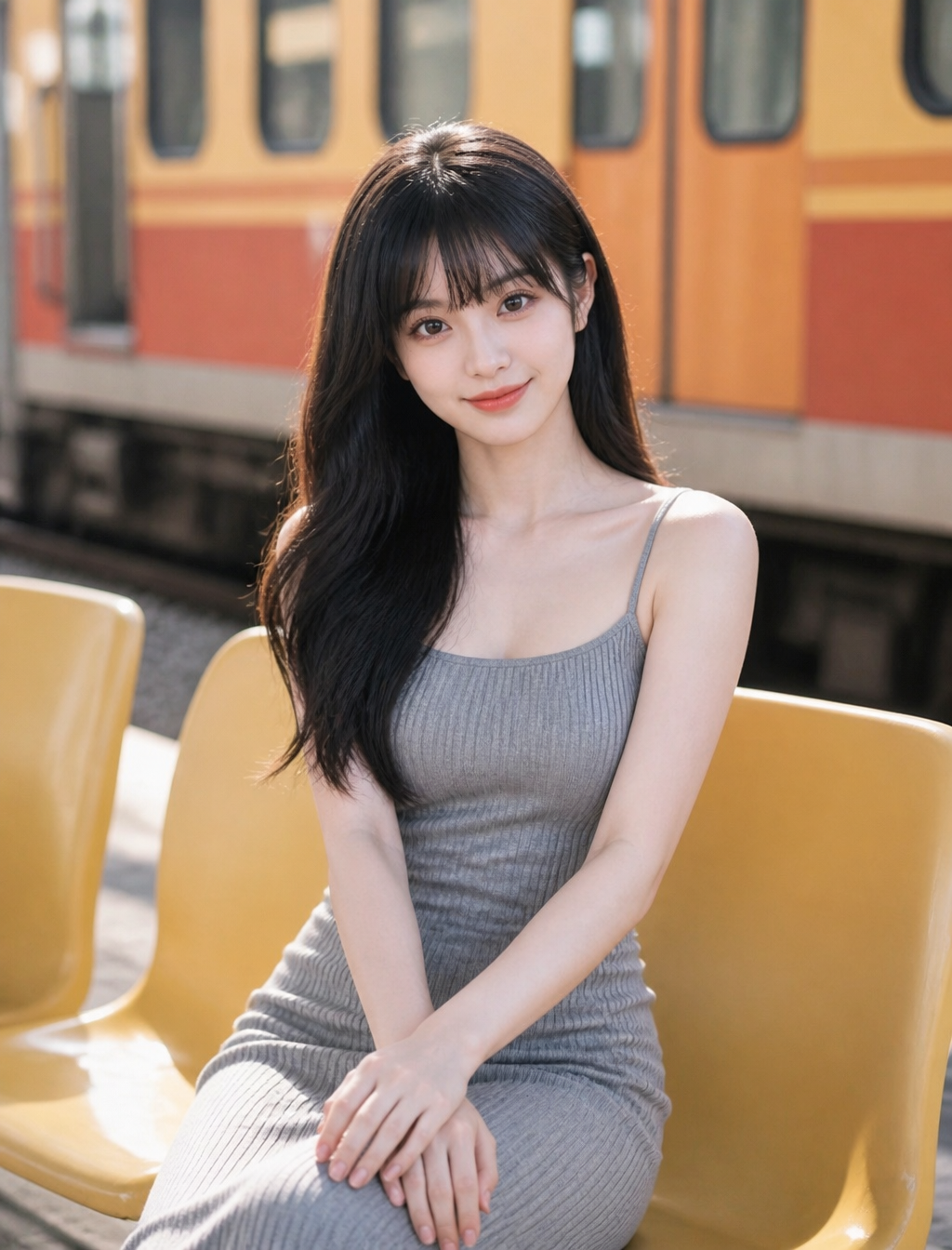 人物特征
一位年轻女性,拥有精致的五官与细腻白皙的皮肤,面部轮廓柔和。双眸清澈明亮,眼底透着淡淡的笑意,嘴角自然上扬,流