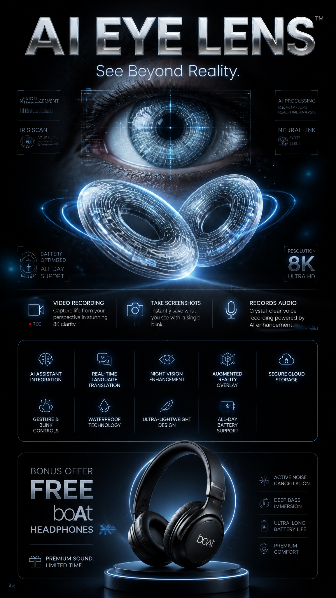 Ultra-Premium AI Eye Lens Advertisement PromptPrompt:Create
