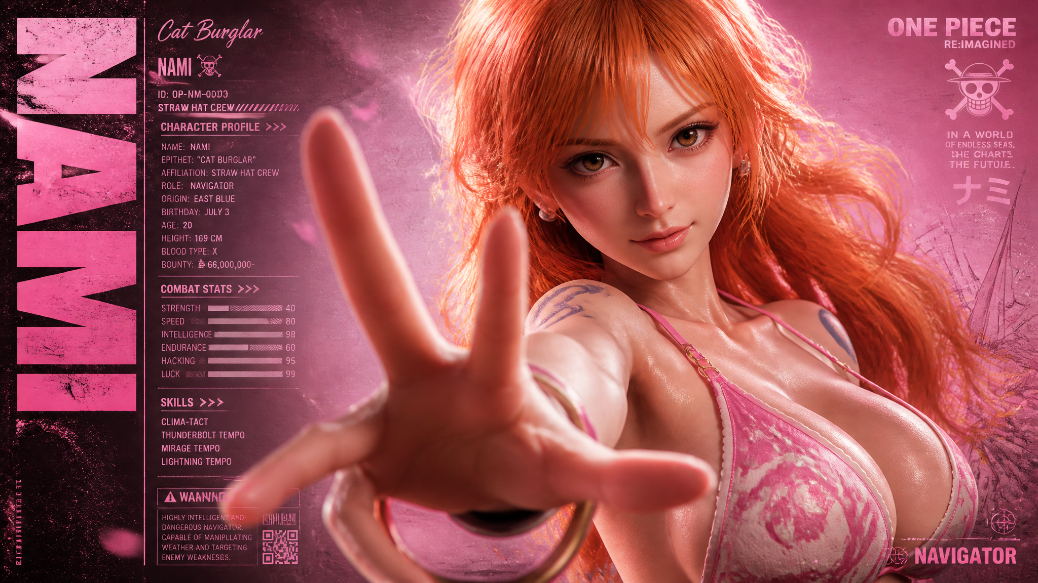 A vertical character poster featuring [娜美 (Nami)] as the abs