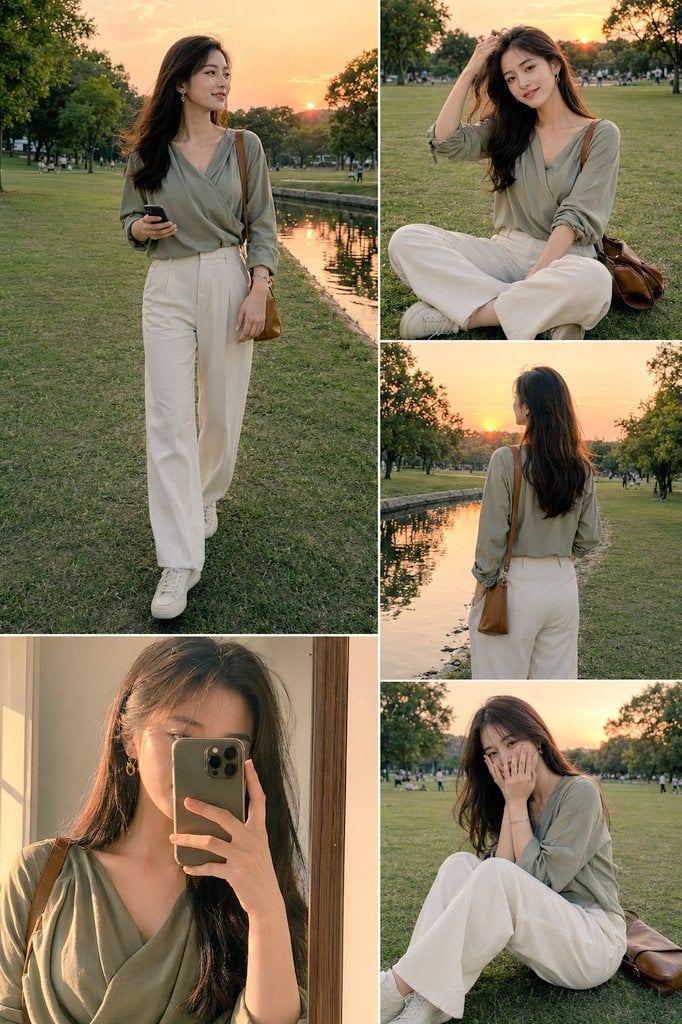 Ultra-realistic cinematic lifestyle fashion collage of a bea