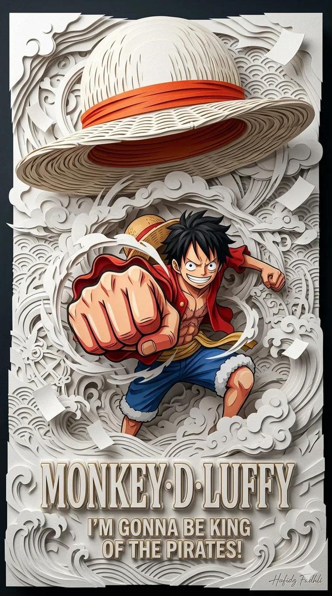 Ultra-detailed 3D layered papercraft anime poster, dynamic a