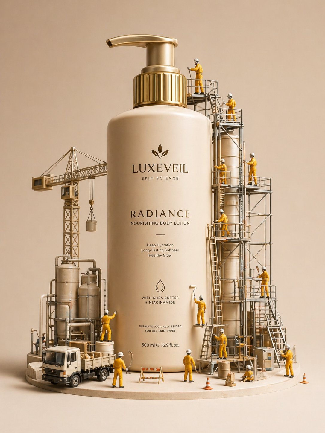 A hyper-realistic miniature diorama product advertisement fe