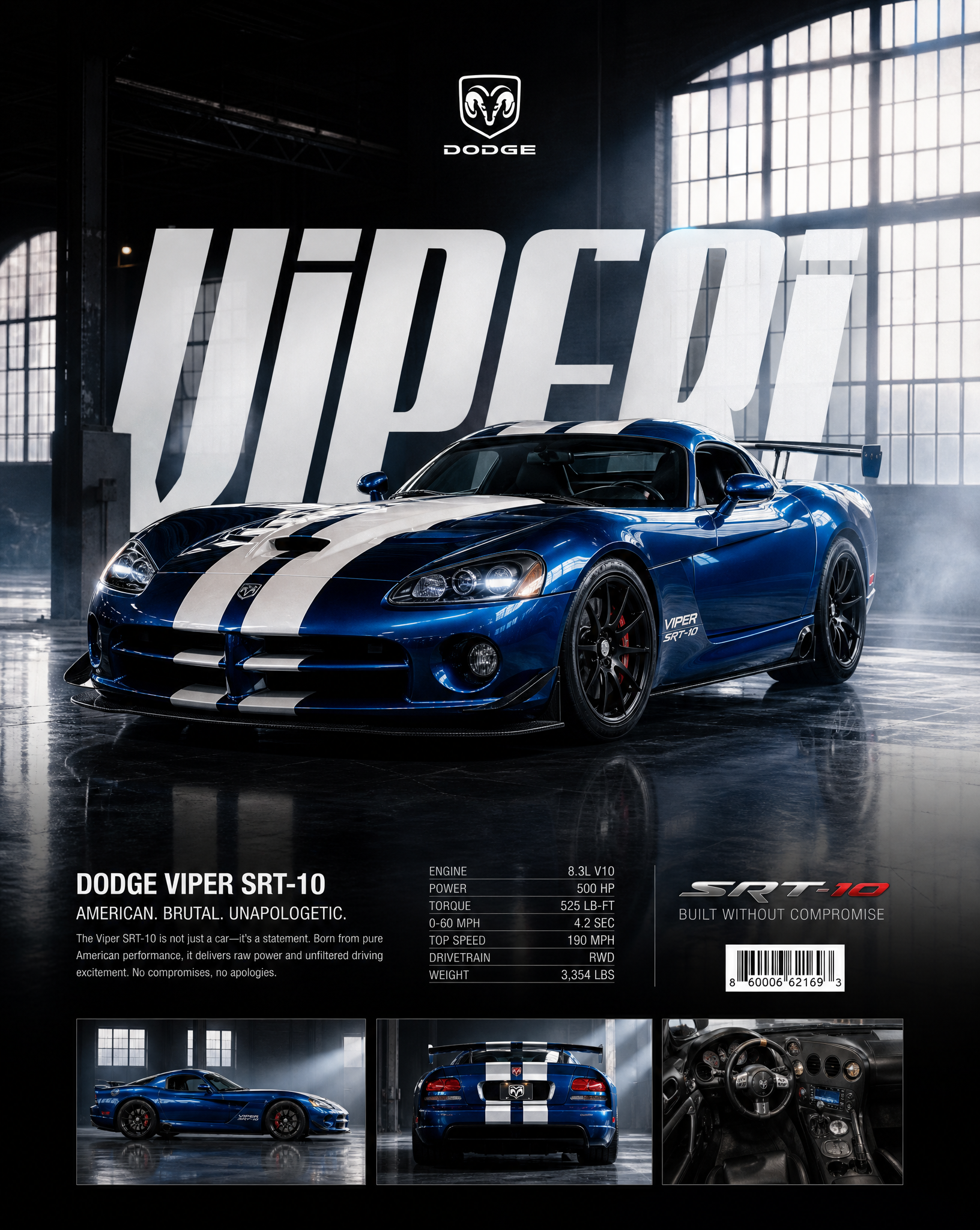 Universal Dodge Viper Style Vehicle Poster Prompt(Use your o