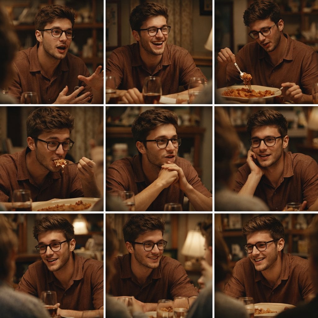 A 3x3 grid storyboard contact sheet comprised of nine candid