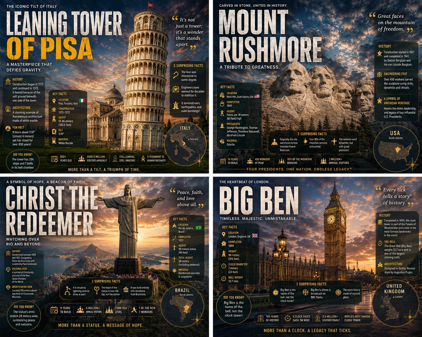 Love how each landmark feels like a premium travel poster in