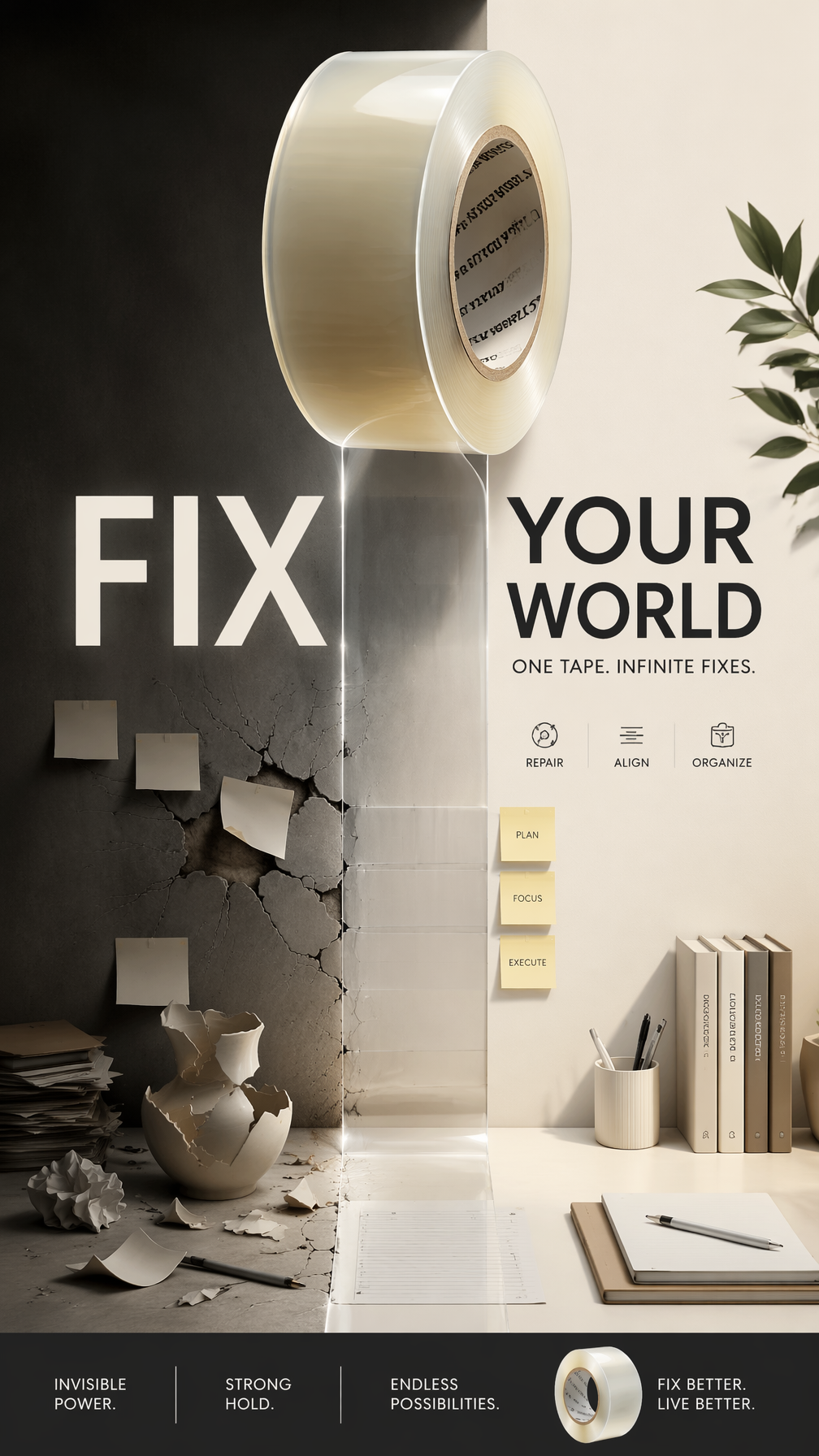 A premium 9:16 stationery advertising poster.Main Subject:
A