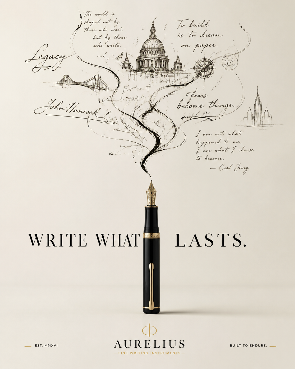 Create a premium advertising poster for a luxury fountain pe