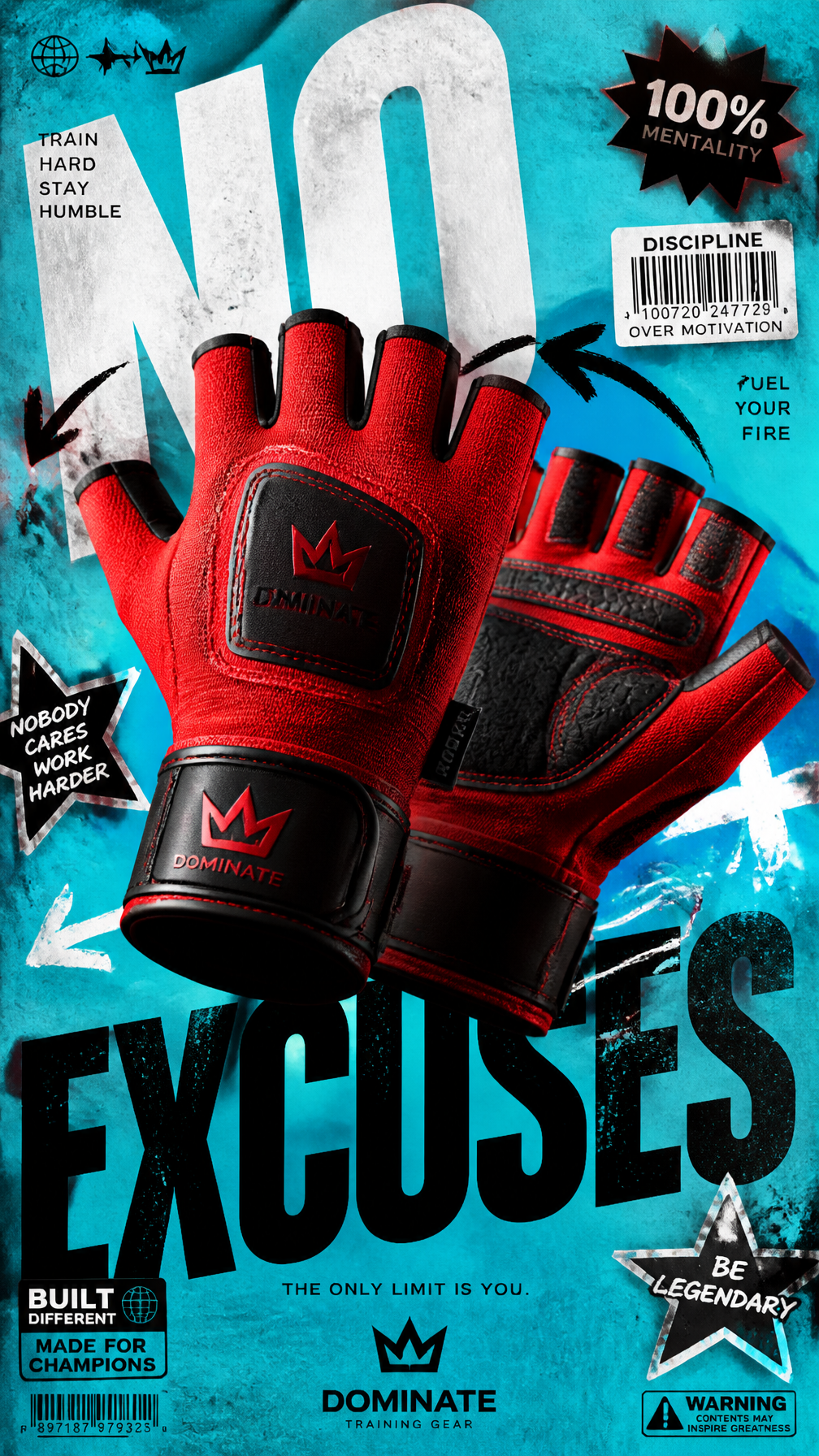 A premium 9:16 fitness accessories advertising poster.Centra