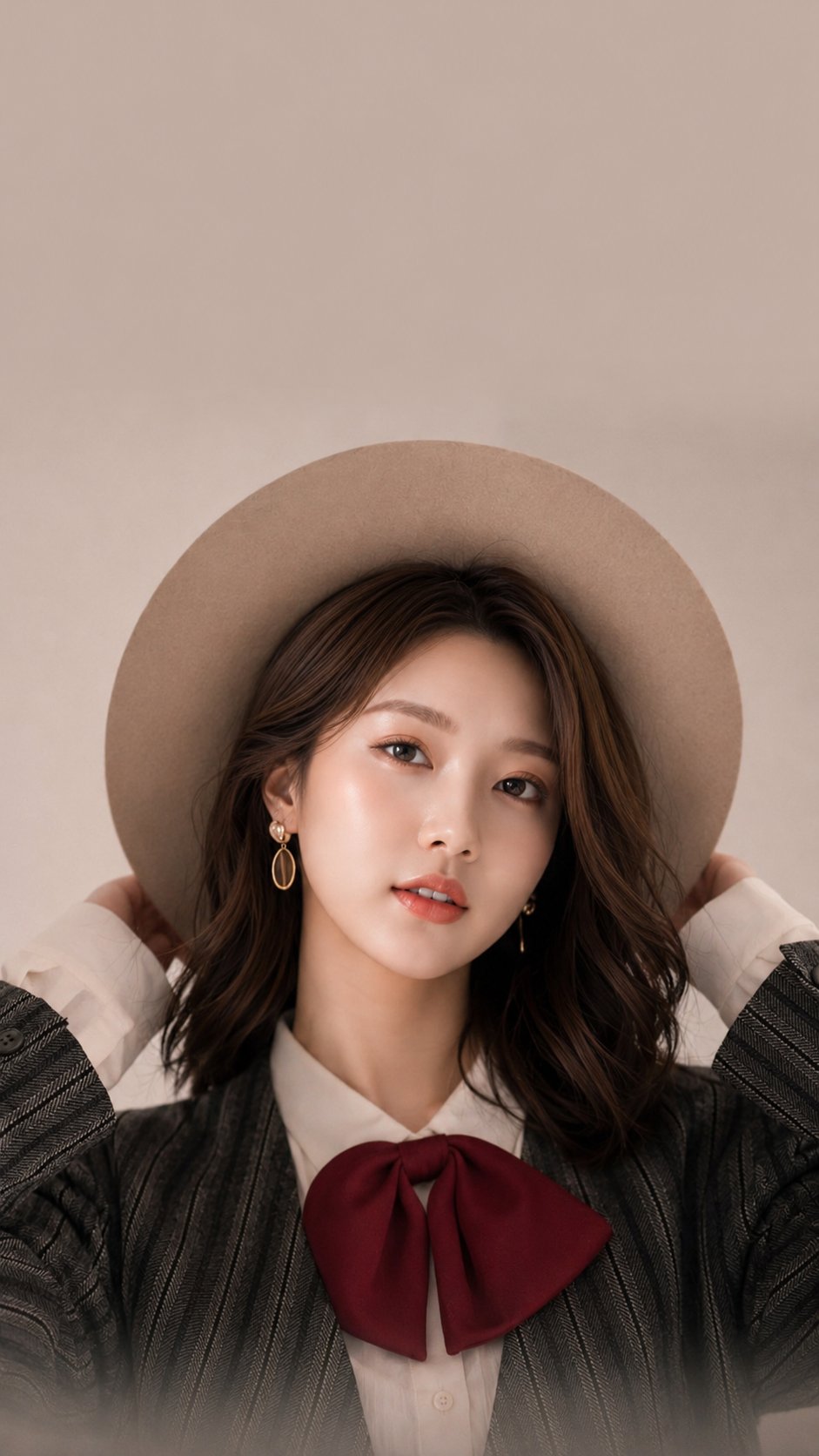 Ultra-realistic studio fashion portrait of a beautiful young