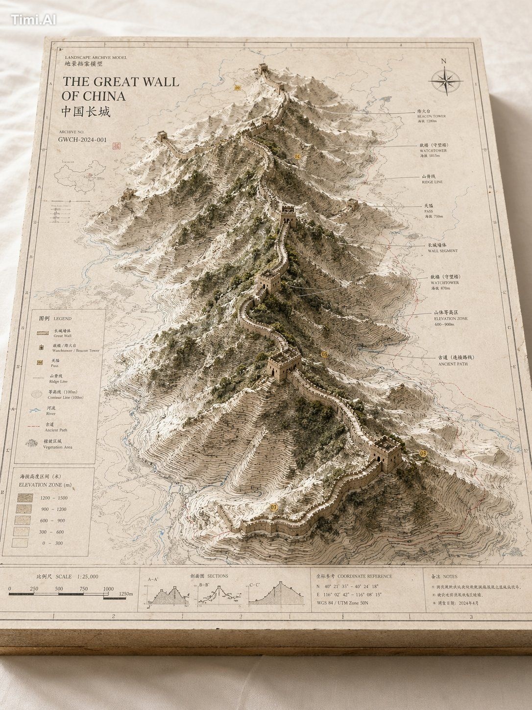 请根据【主题】创作一张高完成度、高质感、适合系列化发布的「地景档案模型 / Landscape Archive Mode