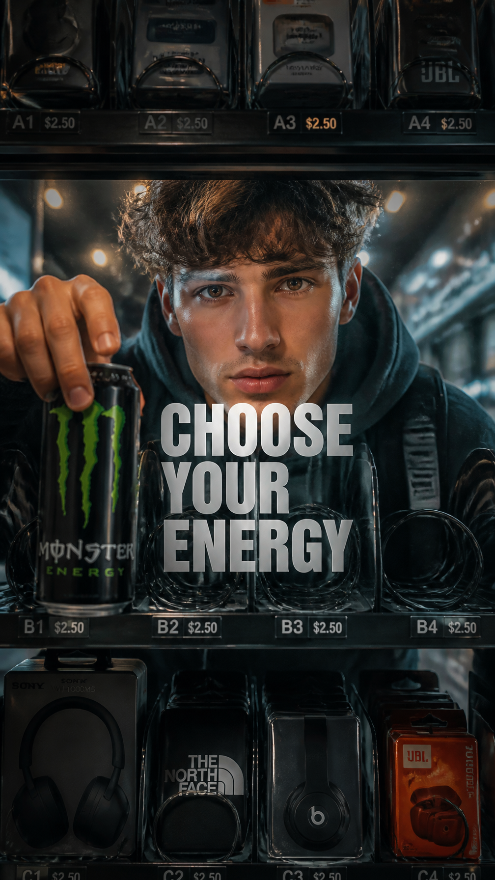 A premium 9:16 lifestyle advertising poster.Main Subject:
A
