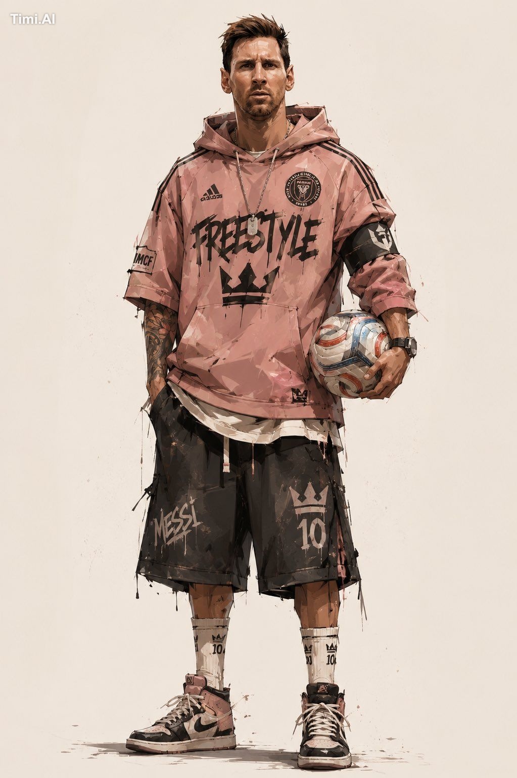 Transform the person from the reference image into a stylize