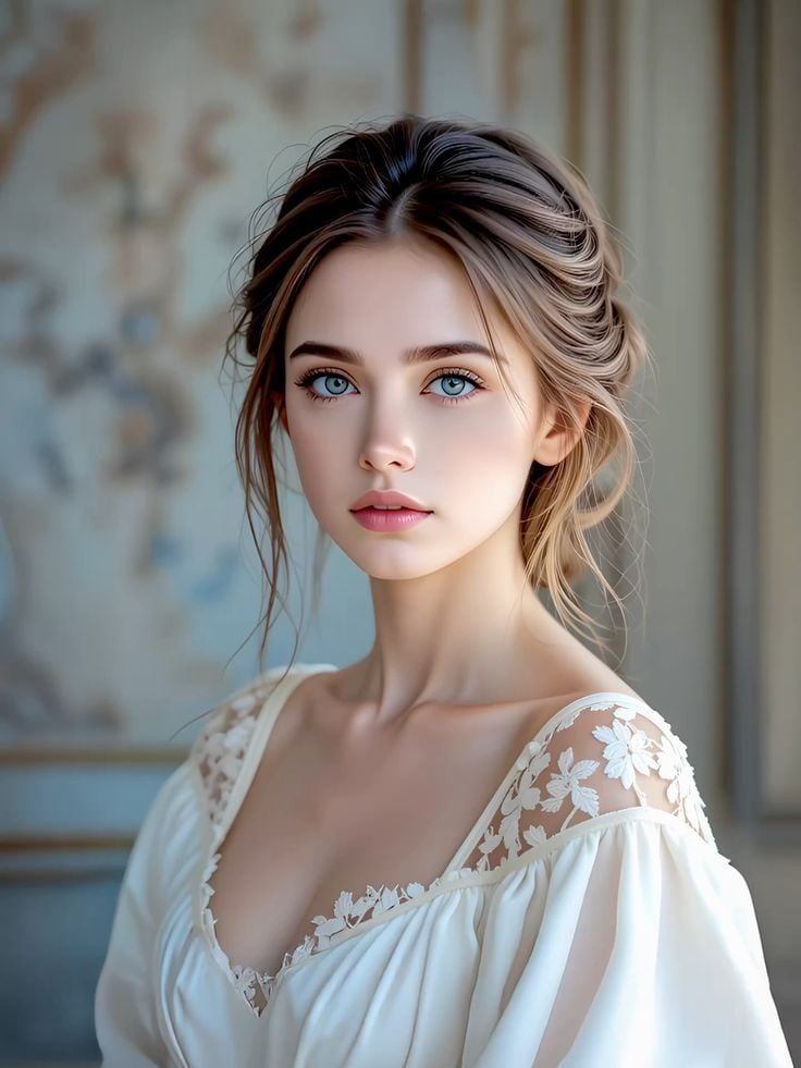 Ultra-realistic close-up portrait of a beautiful young woman