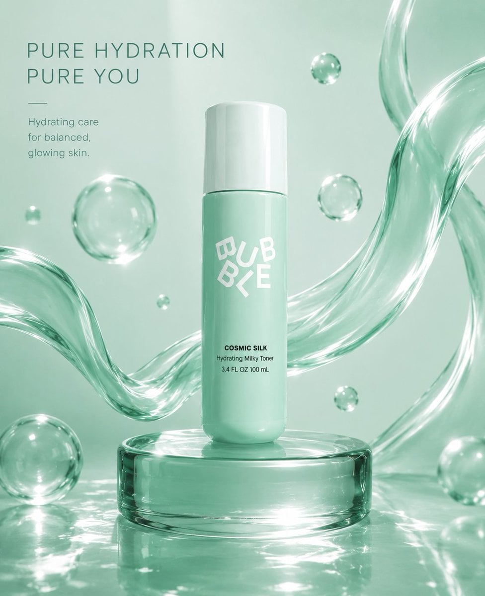 (Luxury skincare product advertisement), (cool mint-green pa