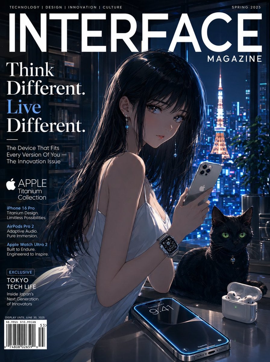 [SUBJECT]: A sleek anime-style girl with glossy black hair a