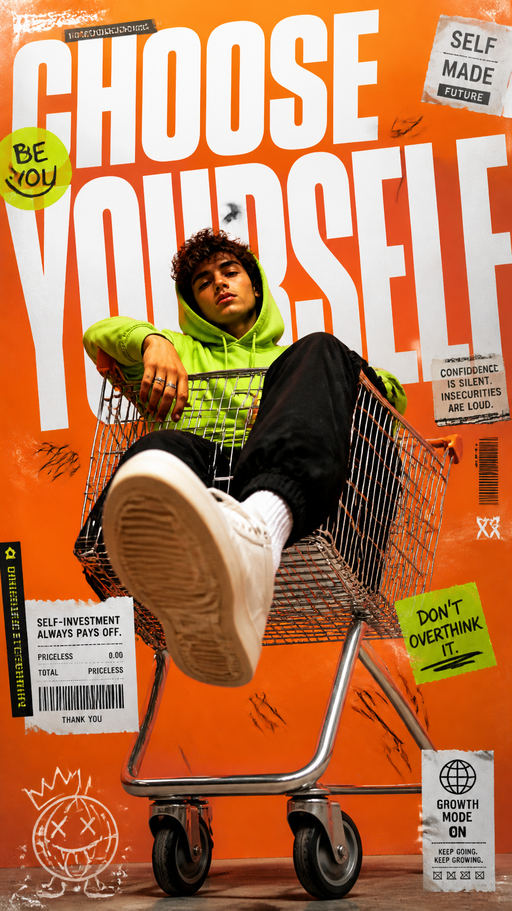 A premium 9:16 youth-culture fashion campaign poster.Main Su