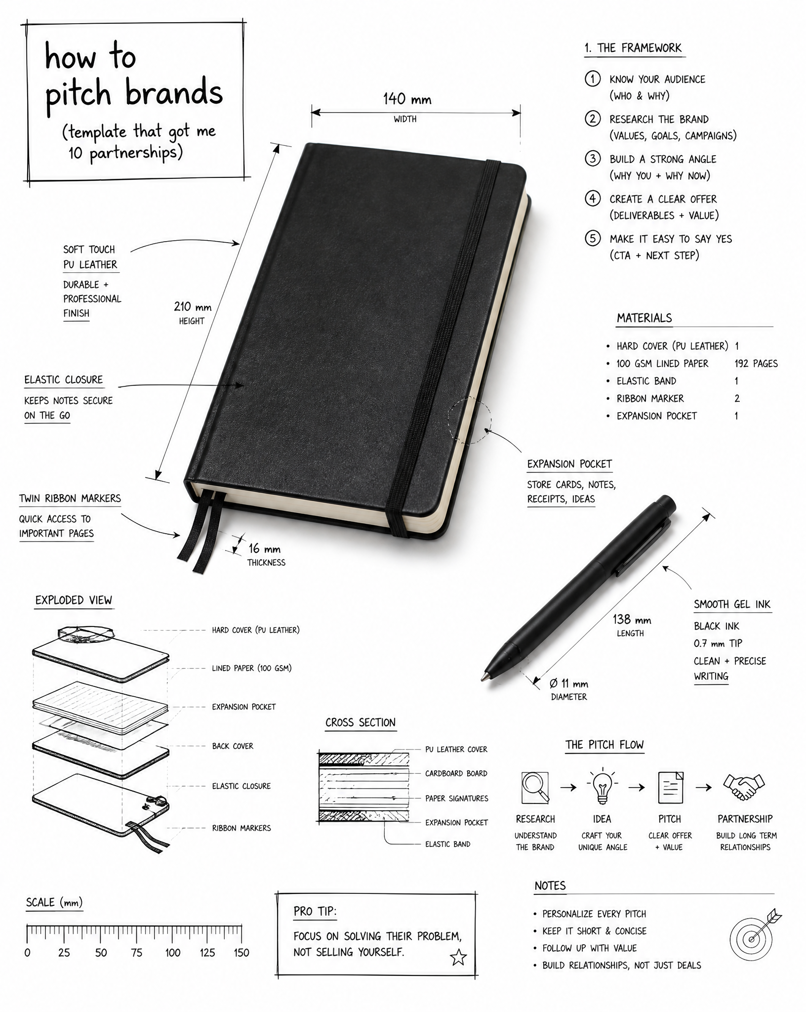 Create an infographic image of [How to pitch brands (templat
