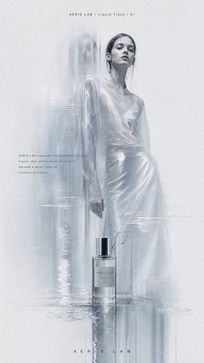Create a vertical high-resolution experimental fashion edito