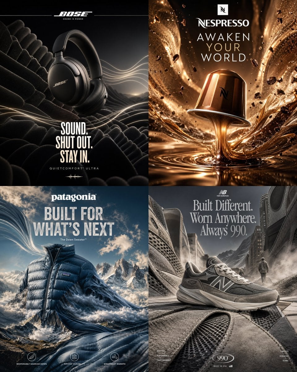Create a premium advertising poster for [Brand] featuring [P