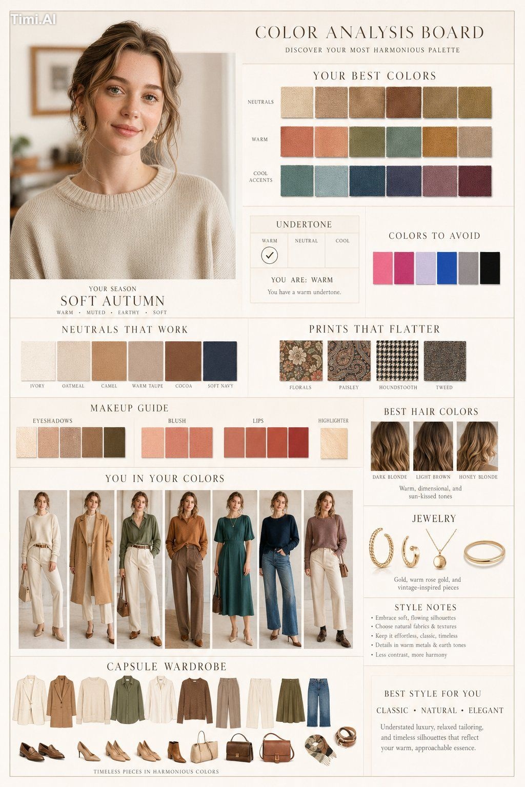Create a high-end editorial “Color Analysis Board” from this