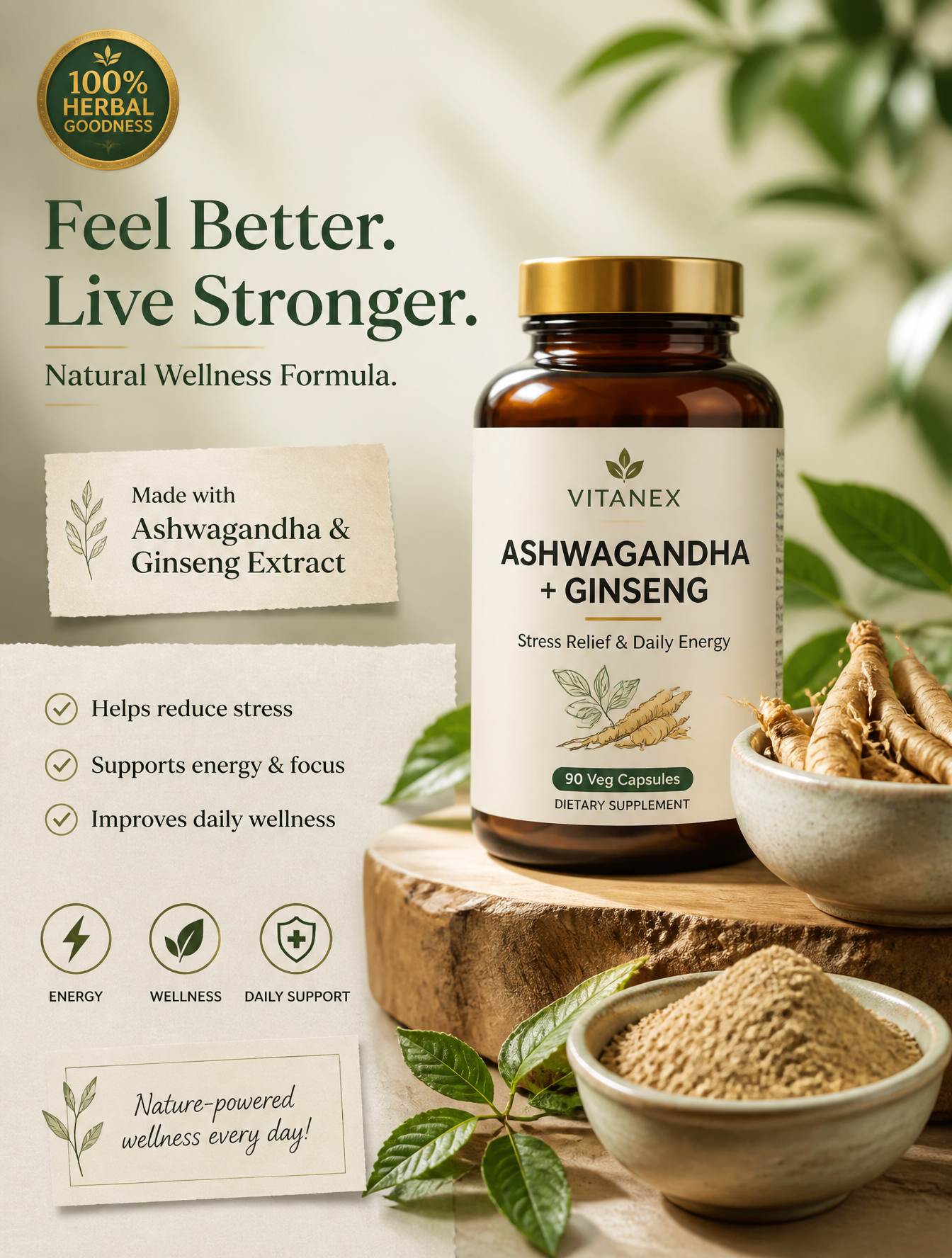 Subject and Product
A high-end, premium supplement product s