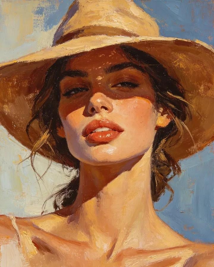 Masterpiece oil painting portrait of a beautiful young woman