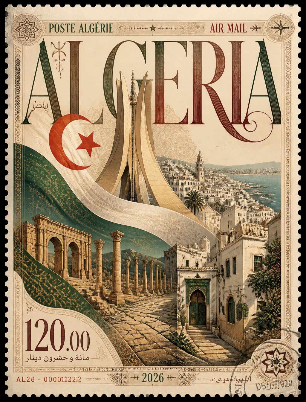 Create an image of an ultra-premium collectible postage stam