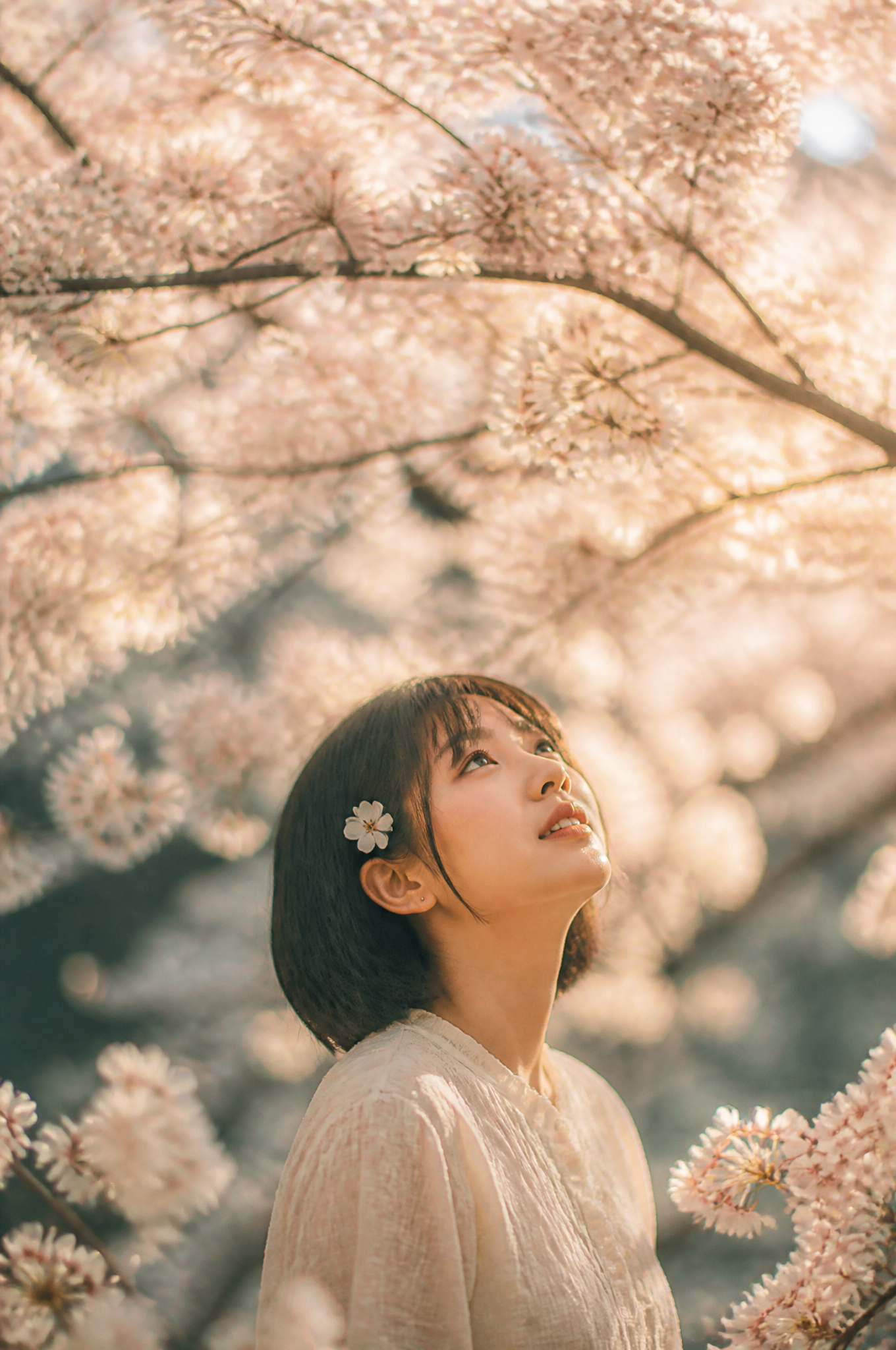PROMPT : A cinematic portrait of a young East Asian woman wi